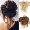 Messy Hair Bun Tousled Updo Messy Bun Hair Piece Straight Curly Mix Ponytail Extensions Fake Synthetic Elastic Band Scrunchies Hairpiece for Women Girls Bun Hair Piece for Women(Q17 Light Pink) view 3