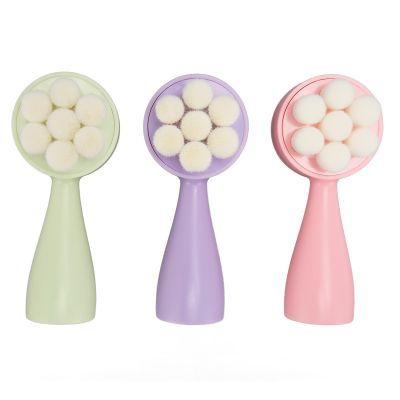 3pcs Double Sided Cleansing Brush with Soft Deep Cleansing Exfoliation Removing Blackhead Massaging Portable Lightweight for Face Pores Makeup Oil