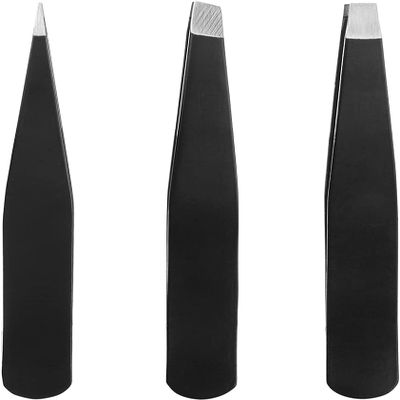 3 Piece Stainless Steel Tweezers for Facial Hair Remover