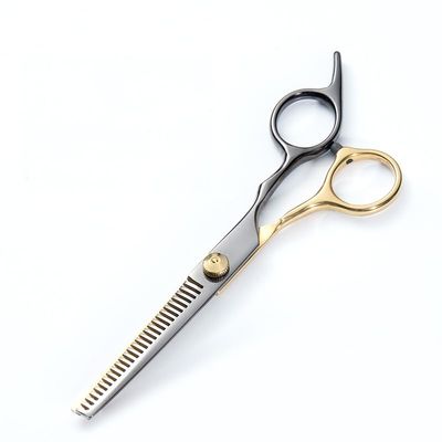 6.0 inch Black gold professional barber hairdressing scissors to cut bangs, flat tooth scissors, thinning scissors set tool, hair scissors (Black gold Dental scissors)