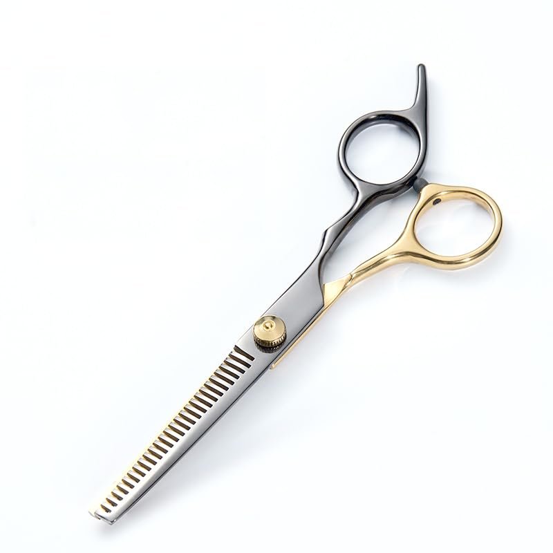 6.0 inch Black gold professional barber hairdressing scissors to cut bangs, flat tooth scissors, thinning scissors set tool, hair scissors (Black gold Dental scissors)