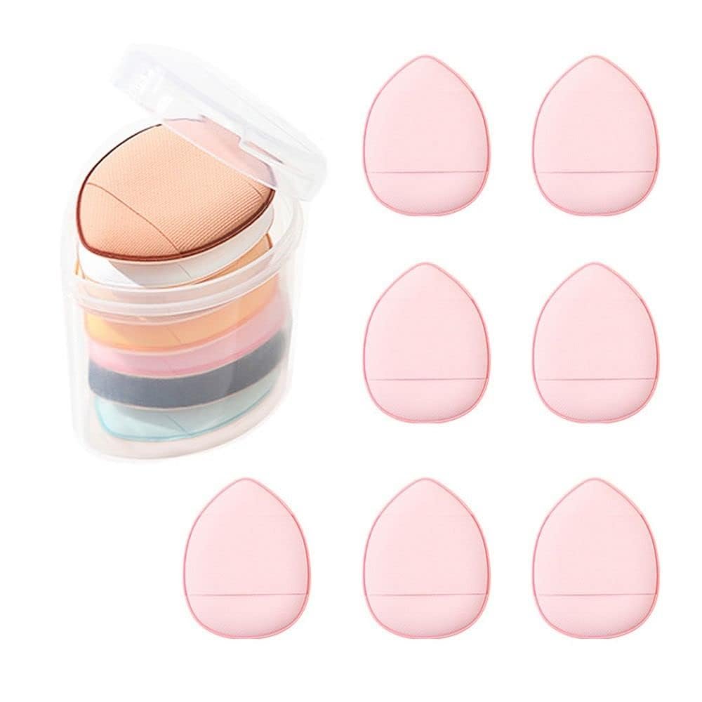 7Pcs Pink Finger Puff, Mini Makeup Sponge Puff Strap Soft Body Cosmetic Foundation Pressed Pad Concealer Eye Wet Dry Makeup Tool Makeup Blenders and Sponges Cosmetic Beauty Makeup Tools