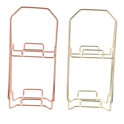 FRCOLOR 6pcs Two-layer Sponge Powder Puff Holder Stylish Makeup Egg Rack for Easy Storage and Elegant Design Gold and Rose Gold Finishes