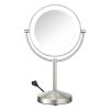 Conair Lighted Makeup Mirror, Double-Sided LED Vanity Mirror with 1X/10X Magnification, 3 Light Settings, 3 Modes, 360 Rotation, Satin Nickel Finish view 1