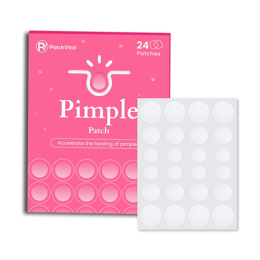 Patch Vital Pimple Patch - Hydrocolloid Acne Pimple Patch - Spot Stickers for Face - Cruelty Free Water Resistant Patches (24 Count)