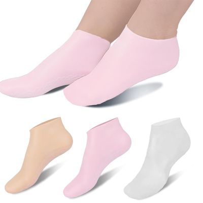 3 Pairs of Silicone Moisturizing Socks for Dry Cracked Feet, Softening Rough Skin, Anti-Slip - Ideal for Women, Calluses, Foot Care After Pedicure, High Elasticity, Spa Gel Socks