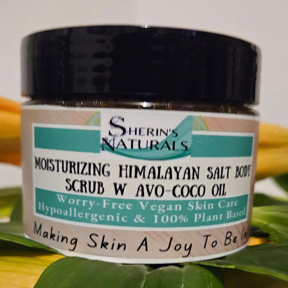 100% Pure Himalayan Salt Body Scrub with Avocado Oil Blend, Healing Herbs & Botanicals - All Natural, Vegan, Exfoliates While Moisturizing for Smooth Healthy Skin