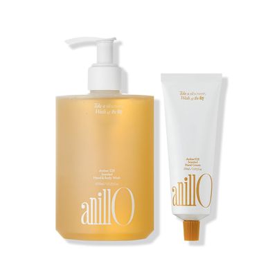 ANILLO Amber528 Hand & Body Care Set Scented Hand & Body Wash + Hand Cream, Daily Body Care for All Skin Types, Amino Acid Formula, Vegan Body Care, Paraben Free
