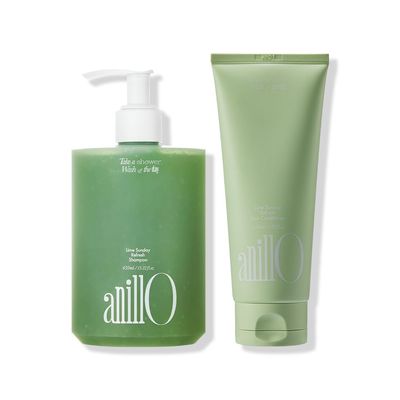 ANILLO Lime Sunday Conditioner Set  Refresh Shampoo + Hair Conditioner, Daily Haircare for Deep Cleansing Oily Scalp, pH Balanced, Protein Complex, Vegan Haircare, Paraben Free