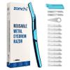ZOMCHI Eyebrow Razor, Face Razors for Women&Men, Eyebrow Trimmer with Protective Silicone Cap, Dermaplane Razor-Easy&Safe Hair Removal(Blue,11 Blades) view 1