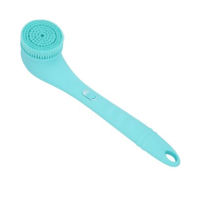 Electric Shower Brush Set with 3 Heads, Long Handle Body Cleansing Scrubber for Labor Saving, Dead Skin Removal, and Relaxation at Home (Blue