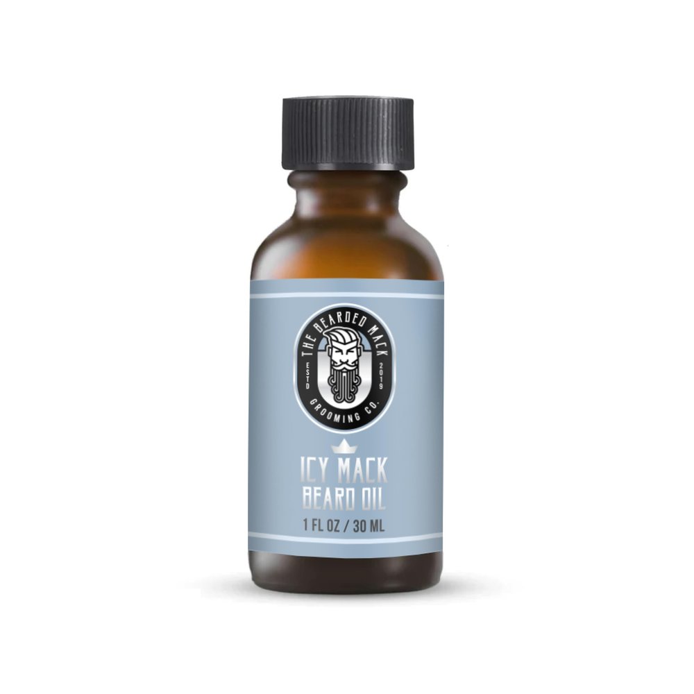Bearded Mack Premium Beard Oil - The Icy Mack - Peppermint, Eucalyptus & Tea Tree - Softens, Removes Itch & Promotes Healthy Growth - Handcrafted in the USA, 1 oz