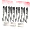 Beavorty 3sets Foldable Eyebrow Stainless Steel Trimmer with Replaceable Blades for Precise Eyebrow Shaping Portable Makeup Tool for Travel Black view 2