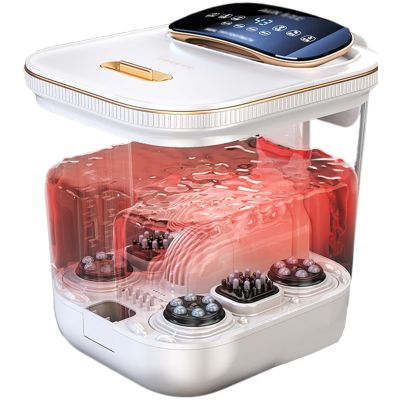 YVYKFZD Foot Spa Bath, Foot Bath Basin Massager, Portable Foot Soak Tub with Heat, Red Light, Temperature Control, Bubbles, for Tired Feet, Relieve Feet Muscle Pain (Color : White)