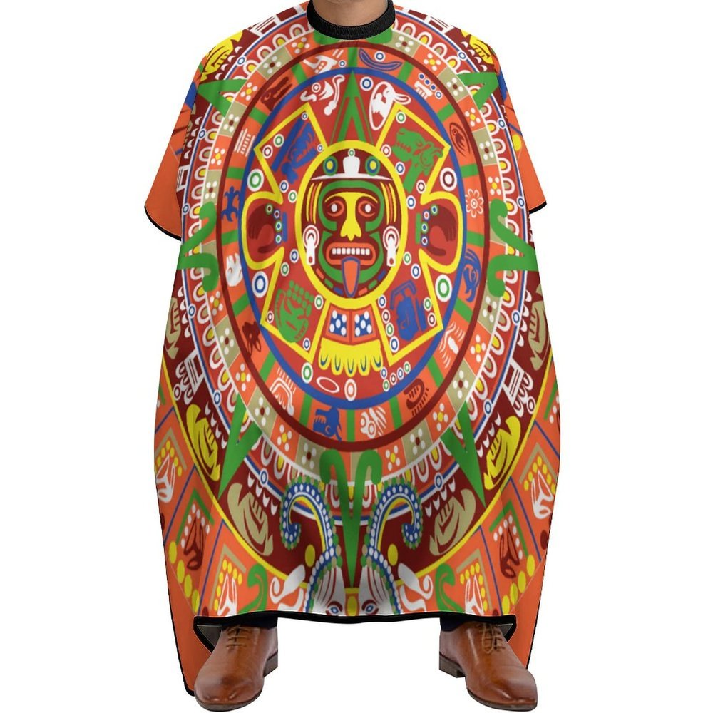Aztec Calendar Barber Cape Professional Hair Cutting Apron Hairdresser Cape Barber Accessories for Men Women