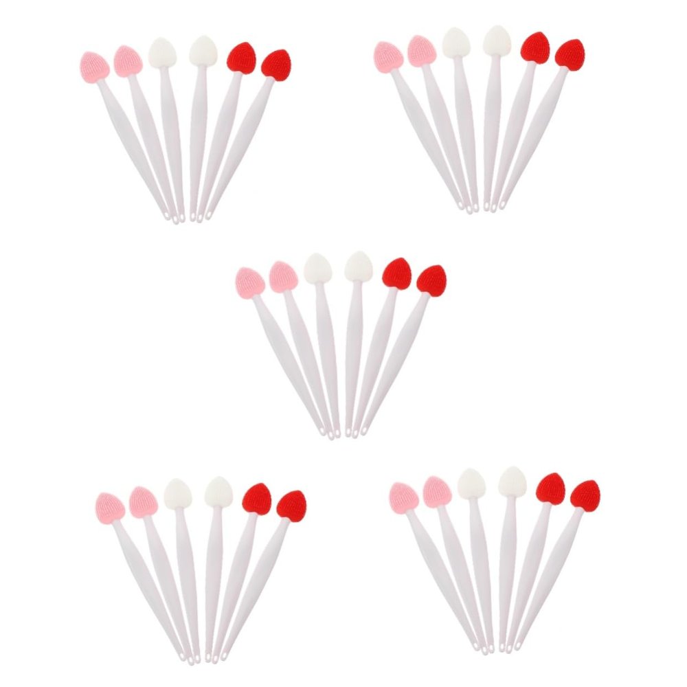 Beavorty 30pcs Facial Brush Skin Cleansing Double-sided Silicone Nose Lip Scrub Exfoliator