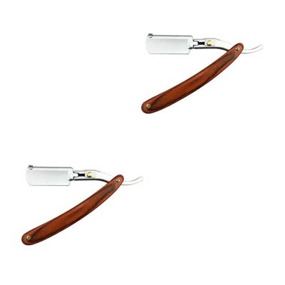 Beavorty 2pcs Chic Straight Metal Razor for Men Safe Barber Shaving Tool Easy-open Guard for Barbershops and Salons Portable Design for Travel for Beards and Hair