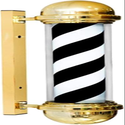 Barber Pole Light Barber Pole LED Red White Blue Rotating Light LED Stripes Pole Light Hair Salon Sign Wall Mount Rotating Light (Color : Black White)