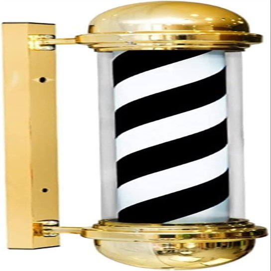 Barber Pole Light Barber Pole LED Red White Blue Rotating Light LED Stripes Pole Light Hair Salon Sign Wall Mount Rotating Light (Color : Black White)
