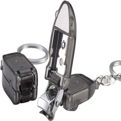 1Pc Black Travel Keychain Finger Nail Clippers, Mini Foldable Stainless Steel Nail Cutter, Portable Nail Clippers with Nail Files Toenail Fingernail Clipper Cutter Trimmer Car Keychains for Men Adults