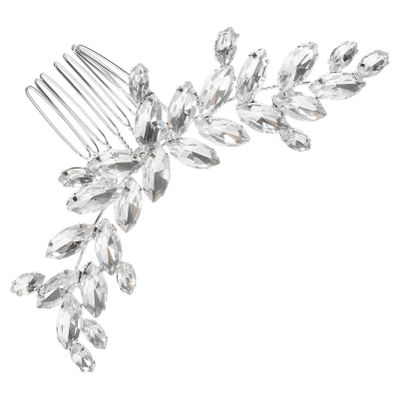 Beavorty 1pcs Silver Rhinestone Hair Comb Clip for Brides Elegant Wedding Hair Accessory Handmade Glass Design for Special Occasions for Prom and Parties