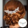 Beavorty 1pcs Silver Rhinestone Hair Comb Clip for Brides Elegant Wedding Hair Accessory Handmade Glass Design for Special Occasions for Prom and Parties view 3