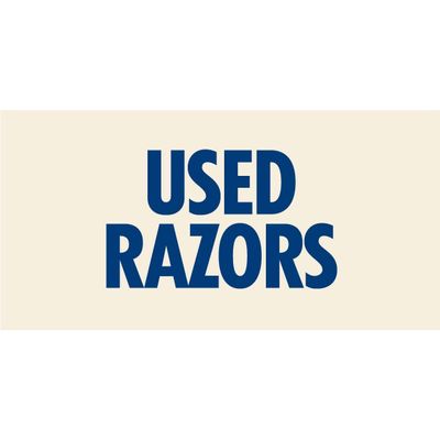 DJL Marketing P-USEDRAZORS 1/8" CLEAR ACRYLIC REVERSE PRINTED 2 COLOR USED RAZORS 120MMx60MM (4.72'X2.3') 3M