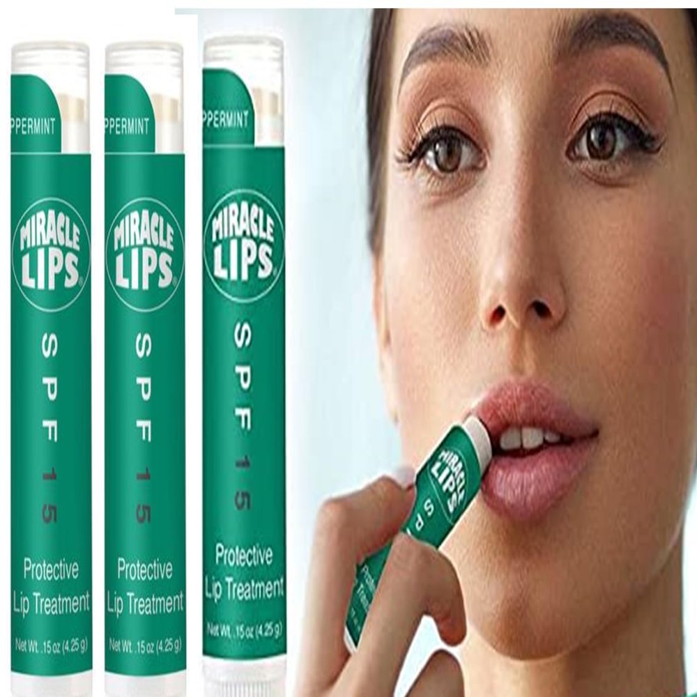3 Pack of Miracle Lips 15 Lip Balm Protection with Organic Base of Ingredients (3 tubes)