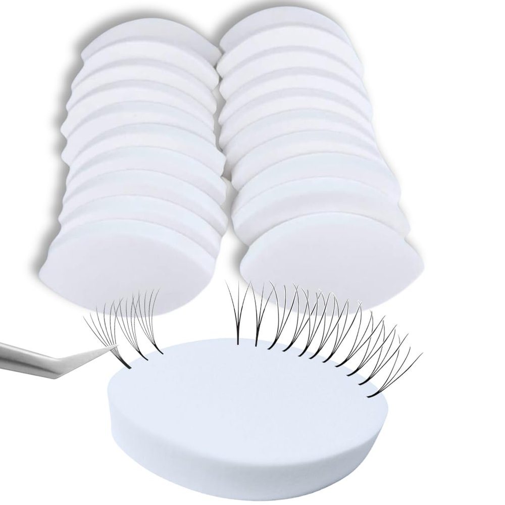 20 PCS Lash Sponges for Practice, Eye Shaped Practice Sponge, Lash Map Sponge, Eyelash Extension Beginners Supplies Kit, Cosmetic Makeup Sponge, Disposable, Eyelash tools(LEES A.M.)