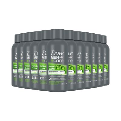 DOVE MEN + CARE Fortifying 2 in 1 Shampoo and Conditioner for Normal to Oily Hair Fresh and Clean with Caffeine Helps Strengthen Thinning Hair 3 oz (Pack of 12)