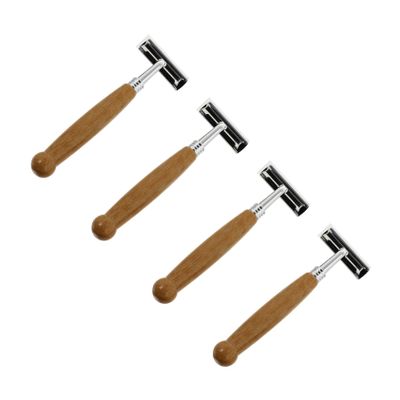 balacoo 4pcs Bamboo Handle Beard Razors Men Shaving Blades for Handle Double-blade Shavers