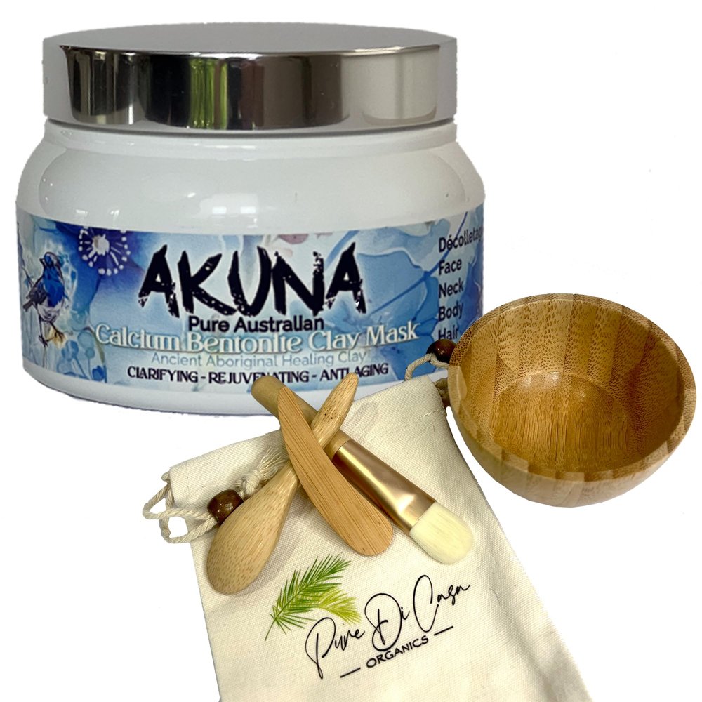 AKUNA Ancient Australian Healing Clay, Calcium Bentonite Clay Mask Powder- Essential Facial Skincare for Detox, Rejuvenating, Anti-Wrinkle, Blackhead removal and Blemish Control
