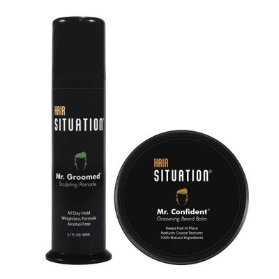 Mr. Groomed Strong Hold Matte Hair Pomade and Mr. Confident Beard Balm All-Natural Ingredients