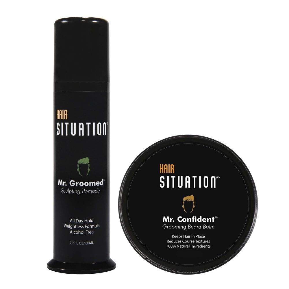 Mr. Groomed Strong Hold Matte Hair Pomade and Mr. Confident Beard Balm All-Natural Ingredients