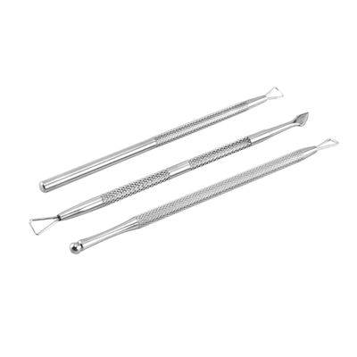 Beavorty 3pcs Stainless Steel Cuticle Pusher Double-sided Nail Tool for Dead Skin Removal Professional Manicure and Pedicure Essential for Home Salon Use