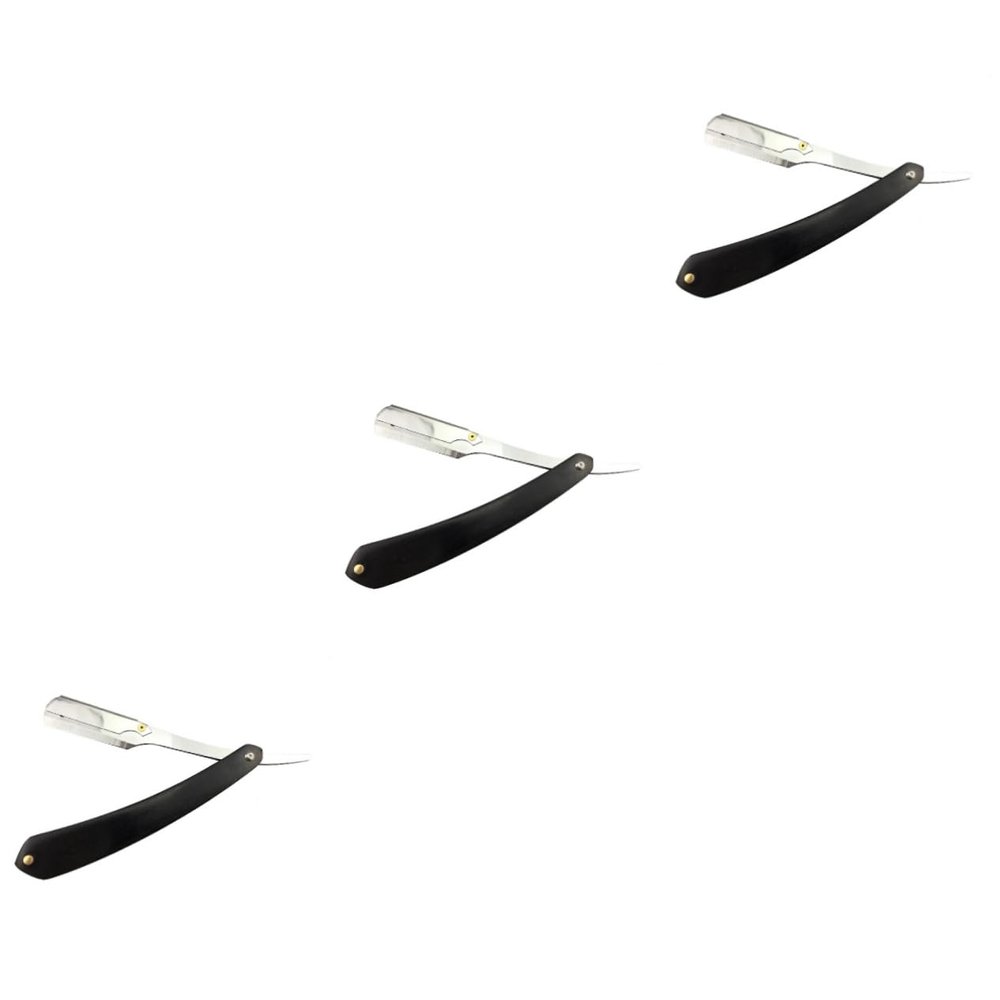 Beavorty 3pcs Men Vintage Straight Razor Manual Razor Shaver Barber Steel Easy to Use for Travel