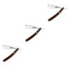 Beavorty 3pcs Vintage Metal Beard Shaver Wooden Handle Manual Razor for Men Back Face Shaver view 1