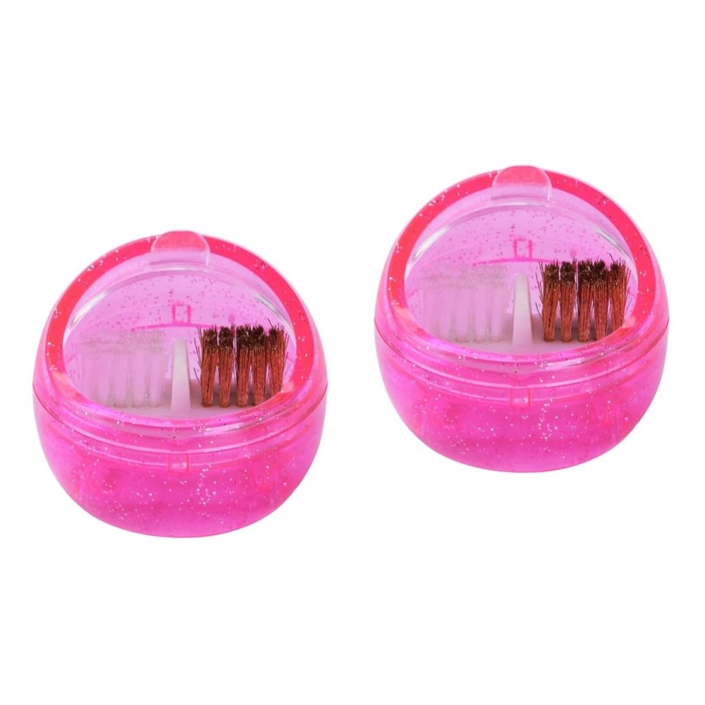 Beavorty 2pcs Portable Nail Art Tools Cleaning Brush Manicure Grinding Machine Cleaner Box Brushes for Nail Drill Bit Maintenance Rosy
