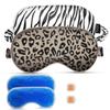 Cavoilu Sleep mask w/Cooling Gel Eye Mask, 2Packs Heated Eye Mask for Sleeping, Reusable Ice Silk Blackout Eye Cover Sleeping Mask for Travel, Home, Office, Yoga, Stocking Stuffers (Zebra+Leopard) view 1