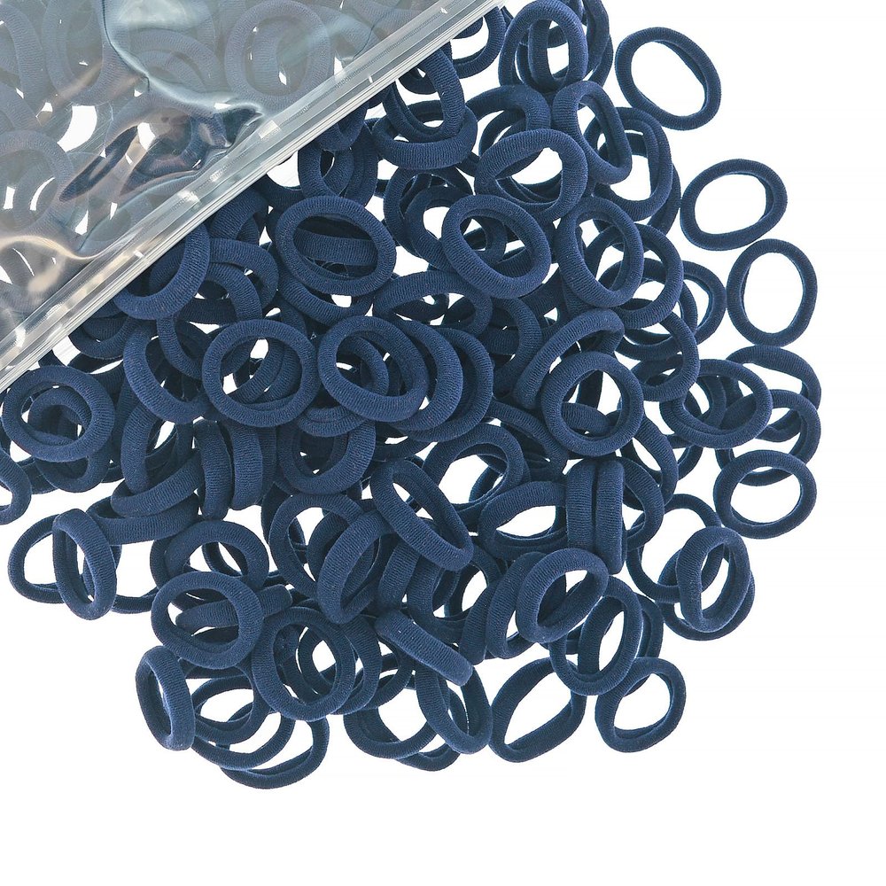 200 Pcs Solid Color Cotton Hair Ties Toddler Girls' Elastics Hair Ties Seamless Ponytail Holder (Navy)