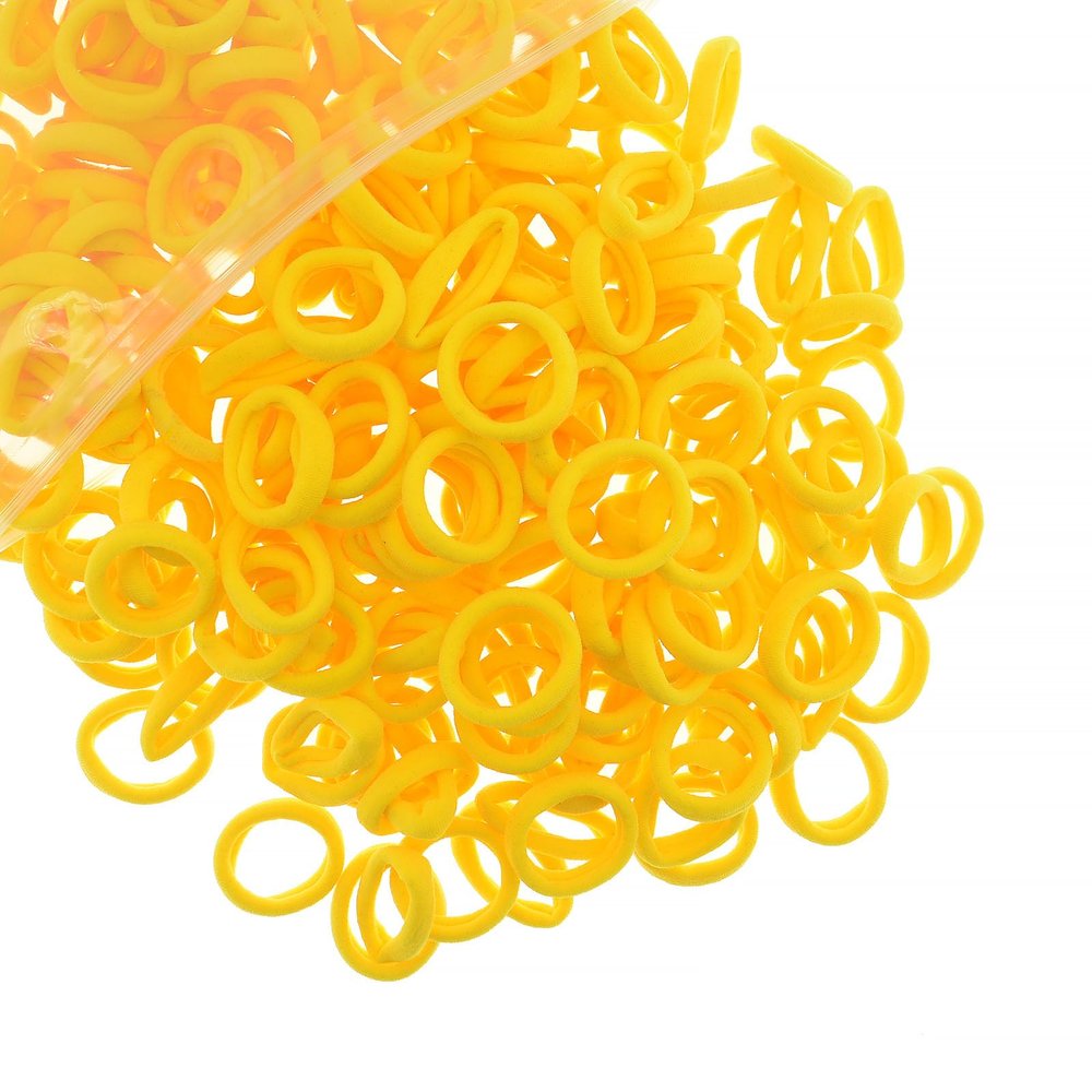 200 Pcs Solid Color Cotton Hair Ties Women Girls' Elastics Hair Ties Seamless Ponytail Holder (Yellow)