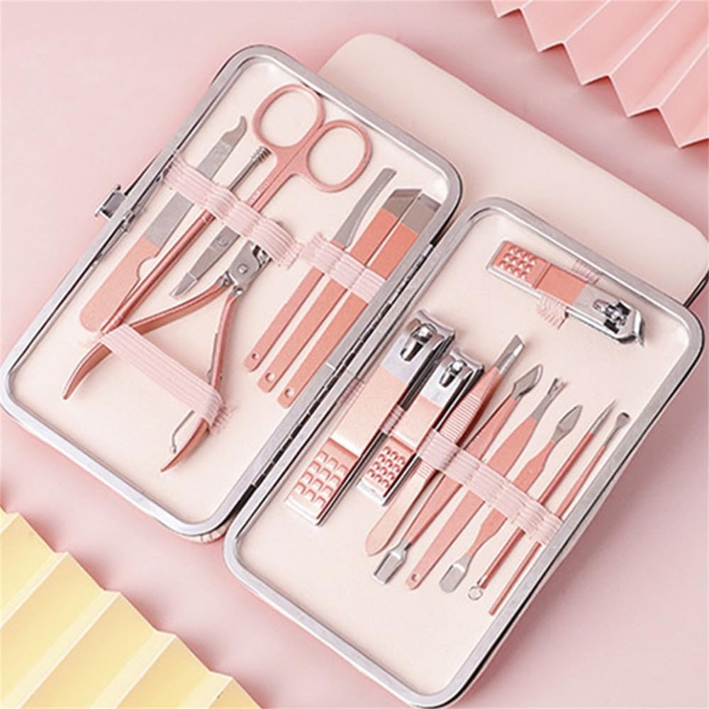 4-26pcs Stainless Steel Nail Clippers Set Scissores Tweezer Ear Pick Multi-Function Daily Hand Foot Care Tools Set,16PCS,A