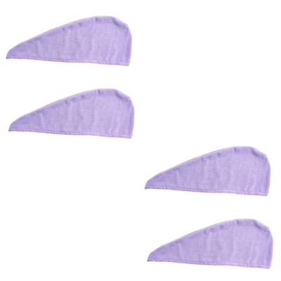 Beavorty 4pcs Microfiber Hair Drying Caps Absorbent Fast Dry Towel for Shower Bath Non- Design Quick Hair Wrap Each for Daily Use Gym Travel