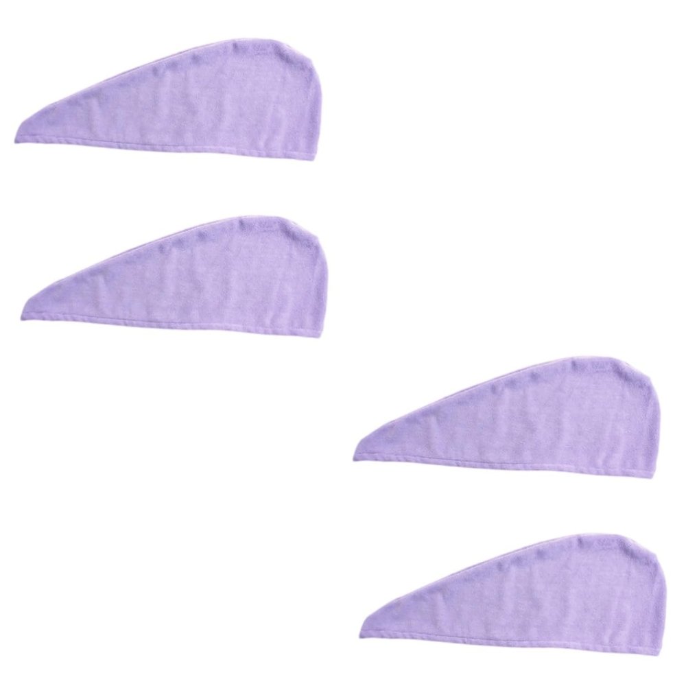 Beavorty 4pcs Microfiber Hair Drying Caps Absorbent Fast Dry Towel for Shower Bath Non- Design Quick Hair Wrap Each for Daily Use Gym Travel