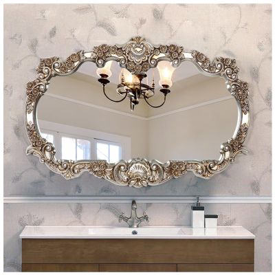 116 * 78CM/45.7 * 30.7IN Retro Bathroom Mirror, Wall-Mounted Mirror, Waterproof Vanity Wall Mirror, Villa Hotel Decoration(B)