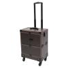 NOLANTISI Makeup Rolling Train Case with Hairdryer Holder, Professional Cosmetic Case Hair Salon Trolley Stylist Beauty Station Travel Organizer Lockable Box with Hair Roller Holder (Curry) view 4