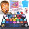 Face Body Paint Kit for Kids, 18 Colors Face Painting Kits, Halloween Easter Professional Makeup Kit with Tattoo Stickers, Template, Hair Clip, Brush, Cotton Pad for Party, Cosplay, Performances view 1