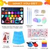 Face Body Paint Kit for Kids, 18 Colors Face Painting Kits, Halloween Easter Professional Makeup Kit with Tattoo Stickers, Template, Hair Clip, Brush, Cotton Pad for Party, Cosplay, Performances view 3