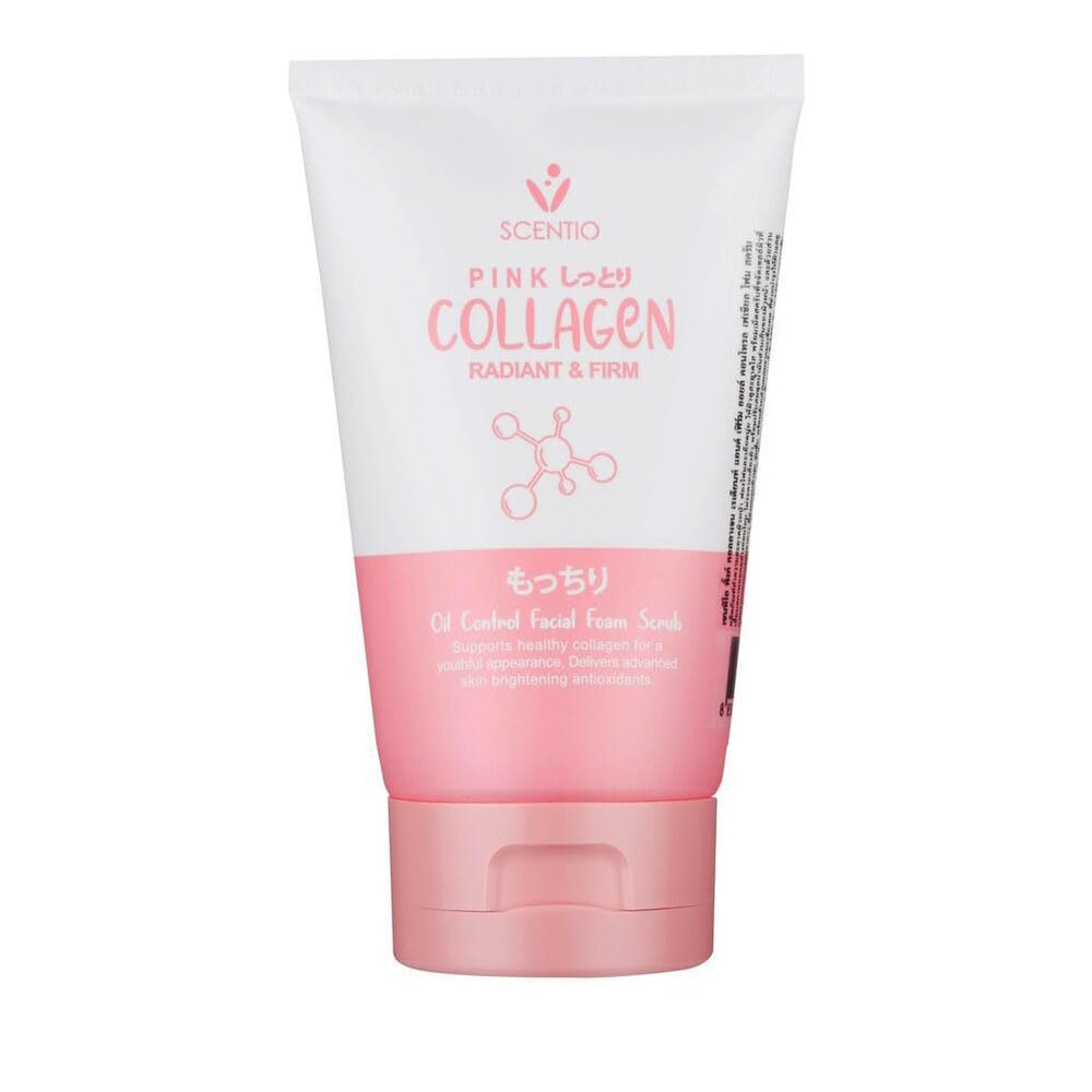 SCENTIO PINK COLLAGEN RADIANT & FIRM OIL CONTROL FACIAL FOAM SCRUB 100 ML.