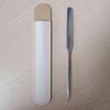 2 Pcs Stainless Steel Makeup Spatula with Bag Foundation Mixing Tool Eye Cream Spoon Foundation Spatula Cosmetic Skincare Spatula Nail Art Makeup Stirring Rod for Home Beauty Salon, Silver view 2